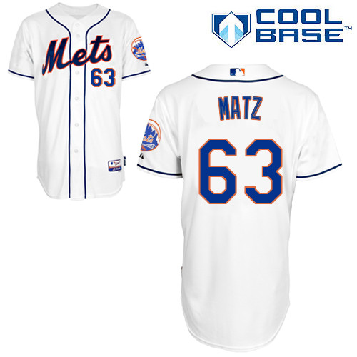 Steven Matz #63 Youth Baseball Jersey-New York Mets Authentic Alternate 2 White Cool Base MLB Jersey